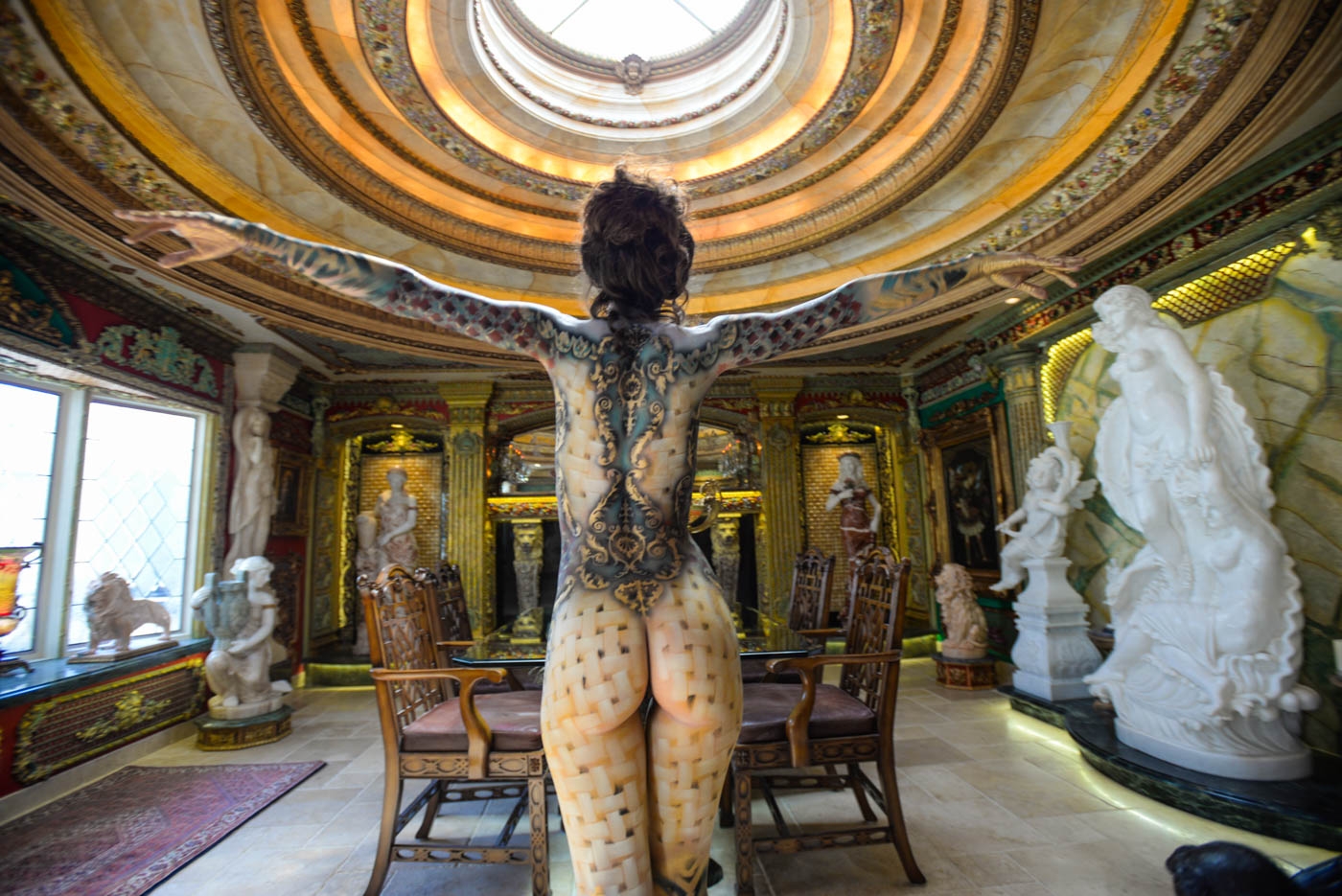 Roustan body paint on Shadia Elise at the home of Dominic LaFerla