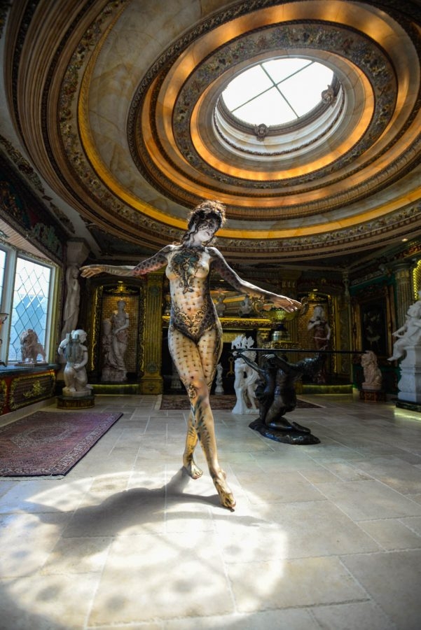 Roustan body painting on Shadia Elise at the home of Dominic LaFerla