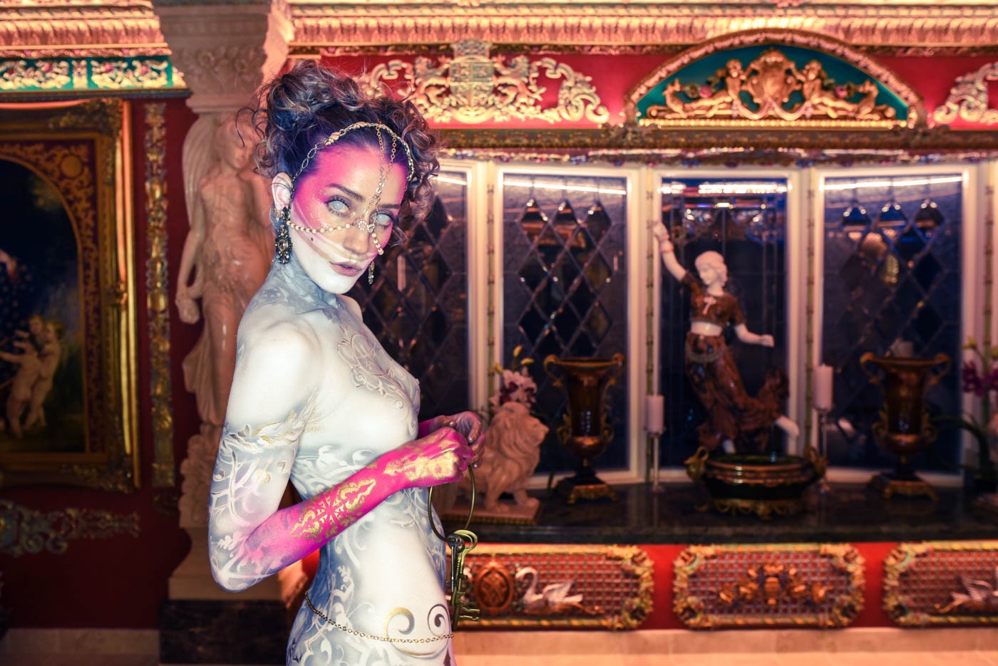 Roustan body painting on Teri Wyble at the home of Dominic LaFerla