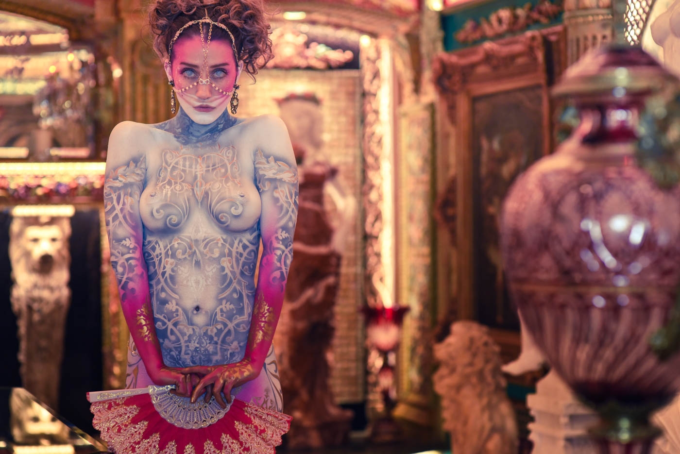 Roustan body paintings on Teri Wyble at the home of Dominic LaFerla